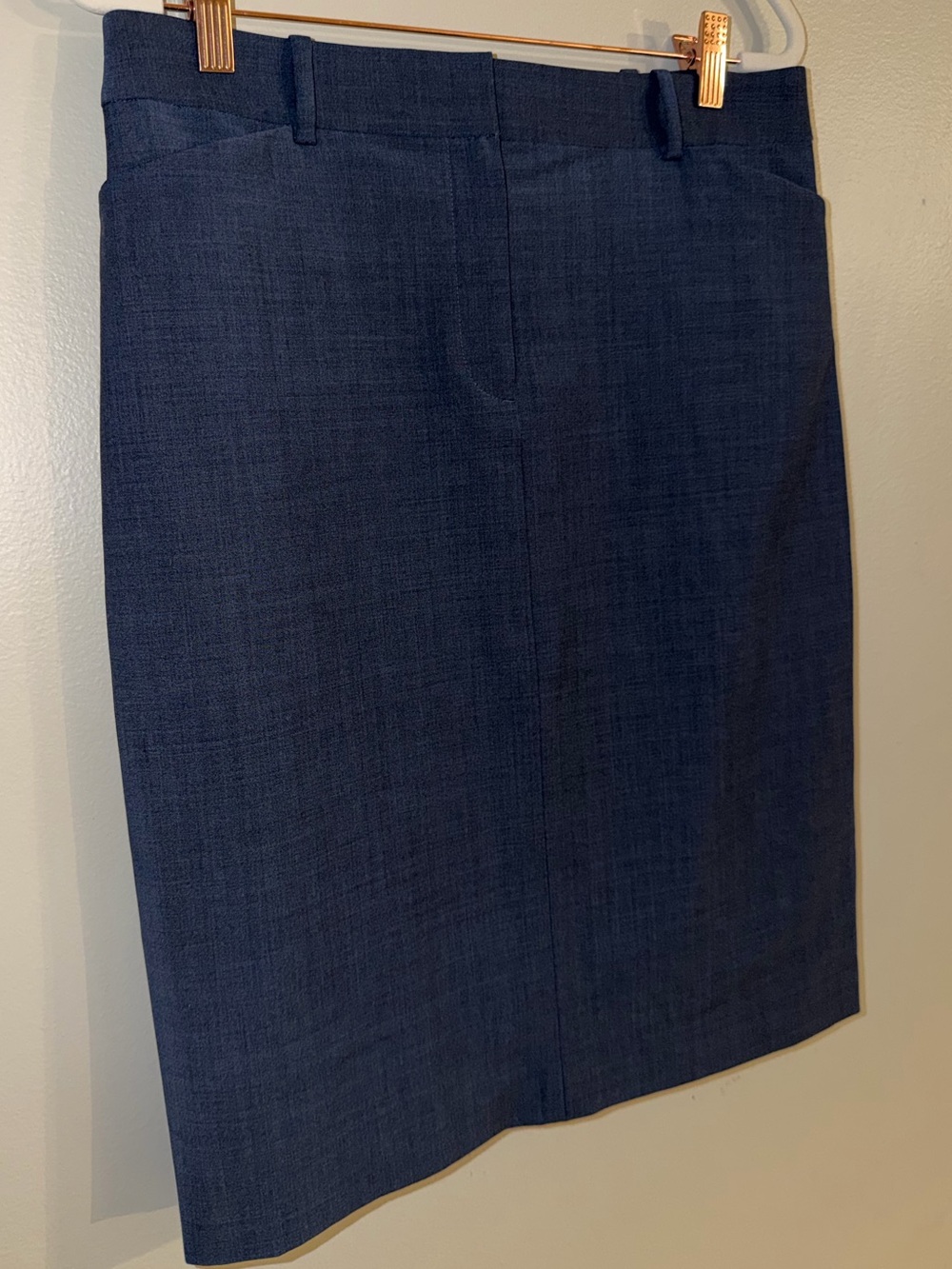 Theory Navy Blue Wool Blend Pencil Skirt Size 8 Career Workwear Classic